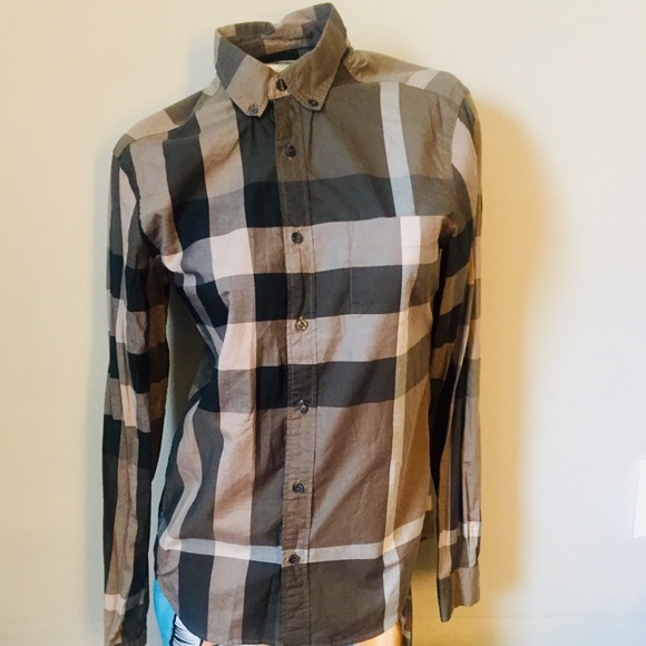 SOLD-BURBERRY BRIT EXPLODED CHECK BUTTON DOWN - Picture 4 of 8